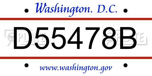 D55478B District Of Columbia License Plate