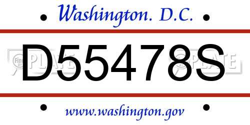 D55478S District Of Columbia License Plate