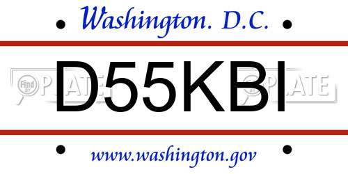 D55KBI District Of Columbia License Plate