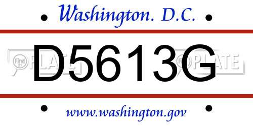 D5613G District Of Columbia License Plate
