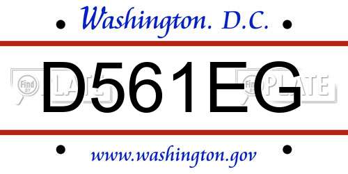 D561EG District Of Columbia License Plate