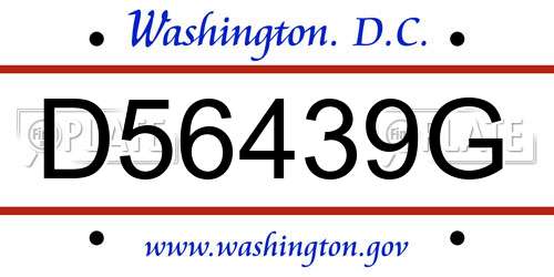 D56439G District Of Columbia License Plate