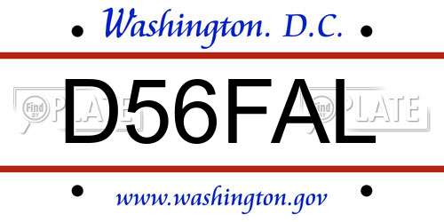 D56FAL District Of Columbia License Plate