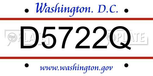 D5722Q District Of Columbia License Plate