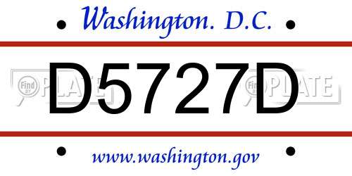 D5727D District Of Columbia License Plate