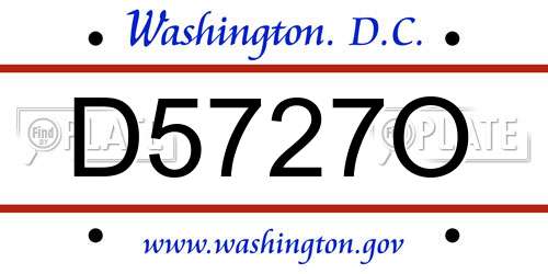 D5727O District Of Columbia License Plate