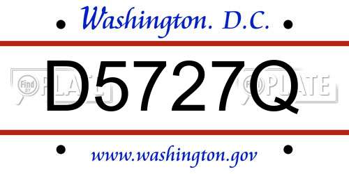 D5727Q District Of Columbia License Plate