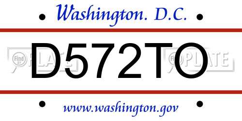 D572TO District Of Columbia License Plate