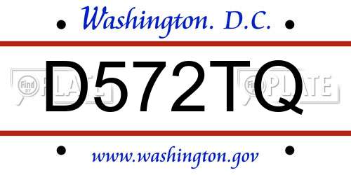 D572TQ District Of Columbia License Plate