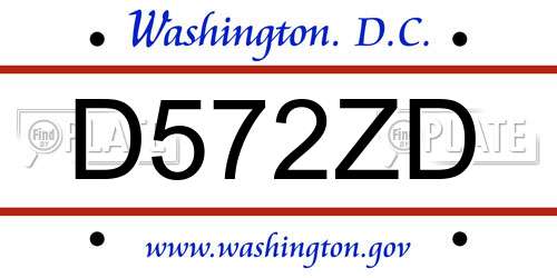 D572ZD District Of Columbia License Plate