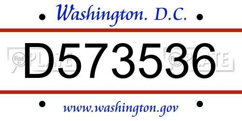 D573536 District Of Columbia License Plate