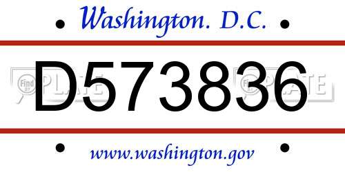 D573836 District Of Columbia License Plate