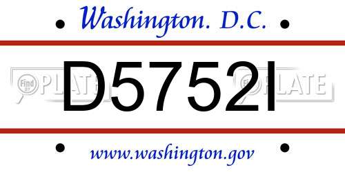 D5752I District Of Columbia License Plate