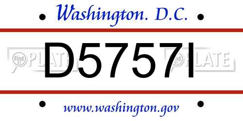 D5757I District Of Columbia License Plate