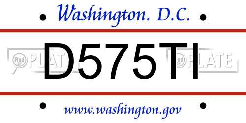 D575TI District Of Columbia License Plate