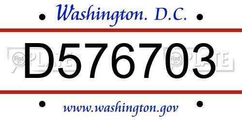 D576703 District Of Columbia License Plate