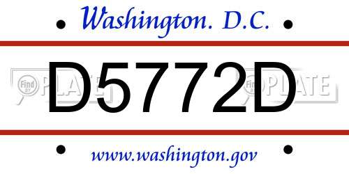 D5772D District Of Columbia License Plate
