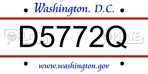 D5772Q District Of Columbia License Plate