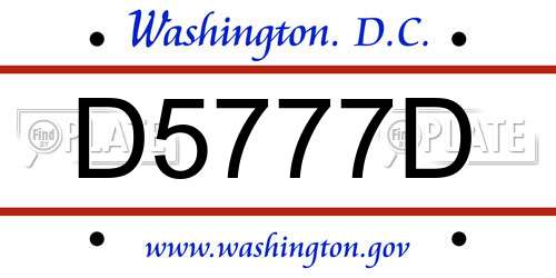 D5777D District Of Columbia License Plate