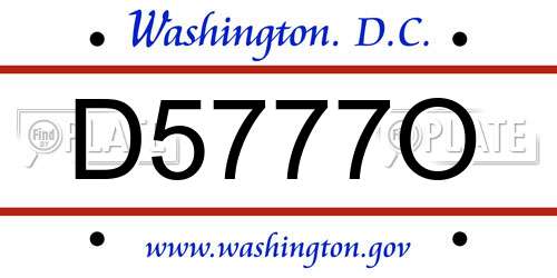 D5777O District Of Columbia License Plate