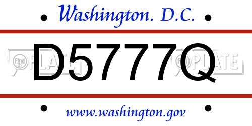 D5777Q District Of Columbia License Plate