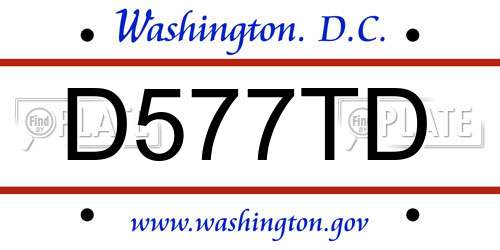D577TD District Of Columbia License Plate