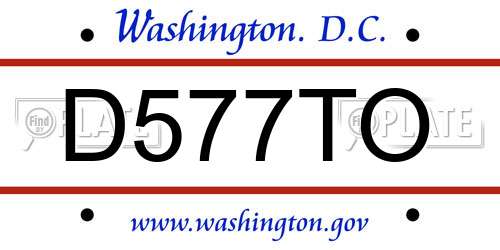 D577TO District Of Columbia License Plate