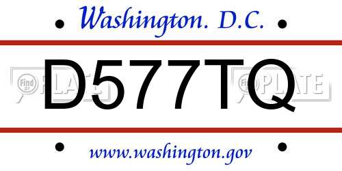 D577TQ District Of Columbia License Plate