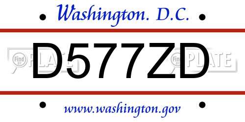 D577ZD District Of Columbia License Plate