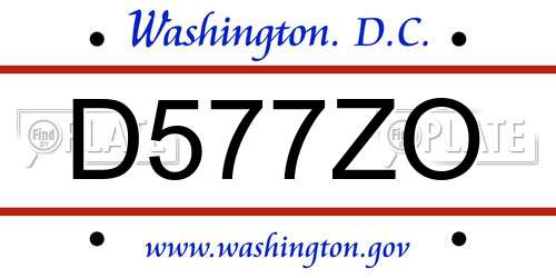 D577ZO District Of Columbia License Plate
