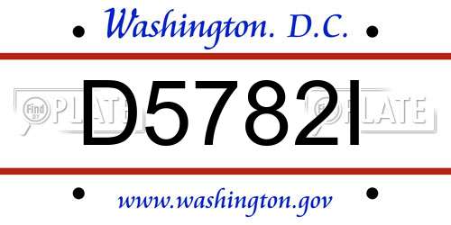 D5782I District Of Columbia License Plate