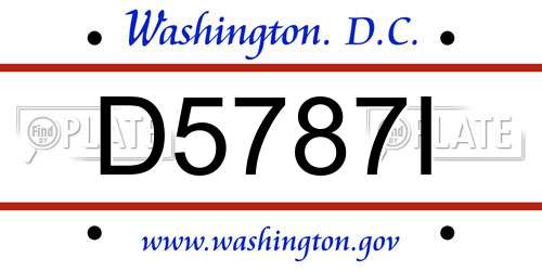 D5787I District Of Columbia License Plate