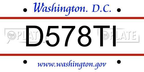D578TI District Of Columbia License Plate