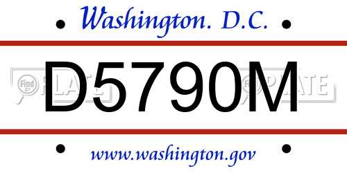 D5790M District Of Columbia License Plate