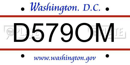 D579OM District Of Columbia License Plate