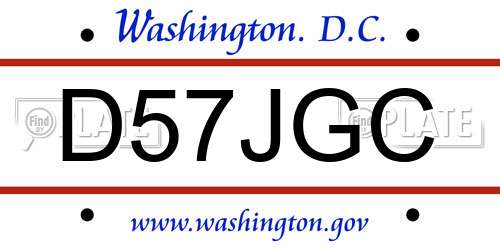 D57JGC District Of Columbia License Plate