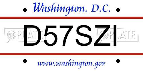 D57SZI District Of Columbia License Plate