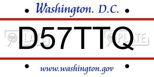 D57TTQ District Of Columbia License Plate