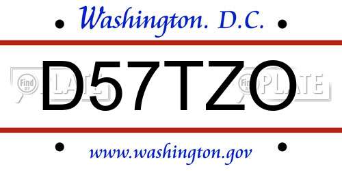 D57TZO District Of Columbia License Plate