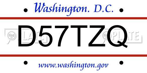 D57TZQ District Of Columbia License Plate