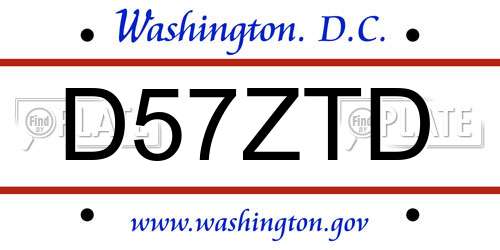 D57ZTD District Of Columbia License Plate