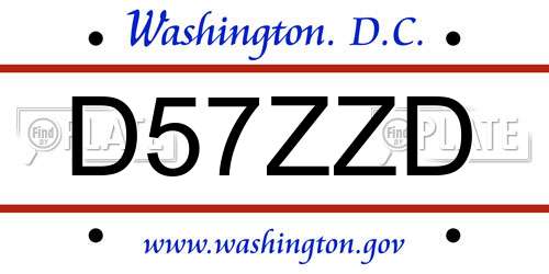 D57ZZD District Of Columbia License Plate