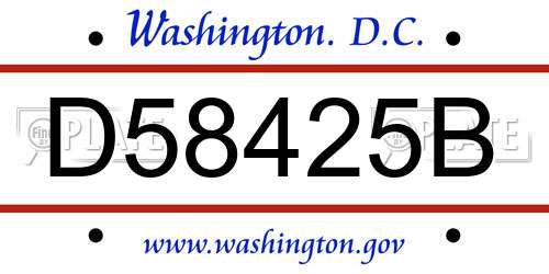 D58425B District Of Columbia License Plate