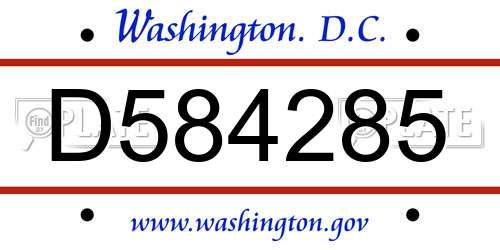 D584285 District Of Columbia License Plate