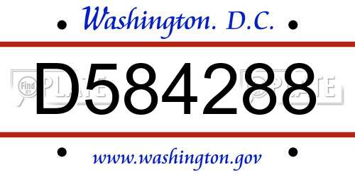 D584288 District Of Columbia License Plate