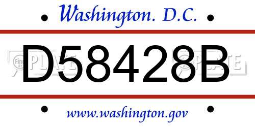 D58428B District Of Columbia License Plate