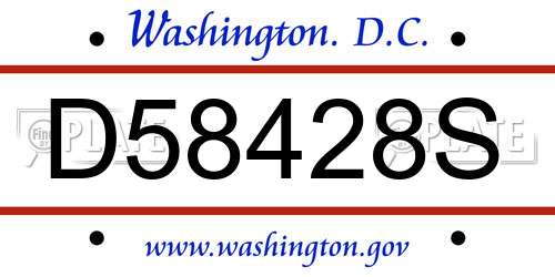D58428S District Of Columbia License Plate
