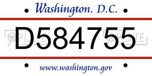 D584755 District Of Columbia License Plate