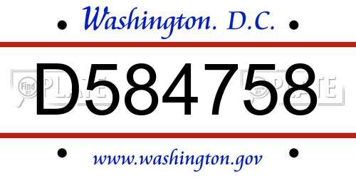 D584758 District Of Columbia License Plate