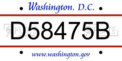 D58475B District Of Columbia License Plate